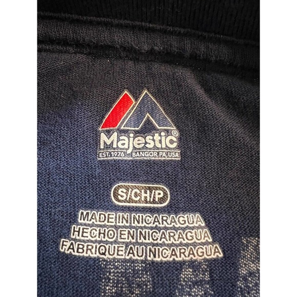 Jason Heyward 22 Atlanta Braves Majestic Boys MLB T-Shirt Blue Crew Spellout‎ S - Picture 3 of 7